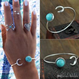 Charm Bracelets Brand Turquoise bracelets & bangles silver bangle Wholesale Moon Cuff Bracelets & Bangles