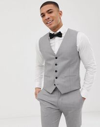 Light Grey Groom Tuxedos Black Lapel Groomsman Wedding 3 Piece Suit Fashion Men Business Prom Party Jacket BlazerJacket Pants Tie270A