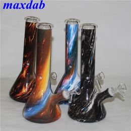 11" beaker bottom bongs simple design smoking pipe hookahs Rasta heady water pipes 14mm joint glass bong