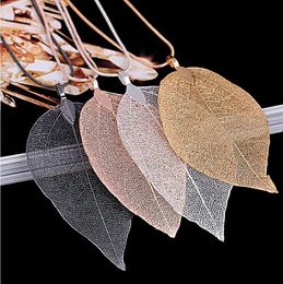 Sweater Coat Necklaces Ladies Girls Special Leaves Leaf sweater Pendant Necklace Long Chain Jewelry for Womens bijou Gift GB63