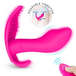 Wearable Butterfly Dildo Vibrator Wireless Remote Control G-spot Clitoris Stimulator Female Panties Massager Sex Toys for Women MX191217