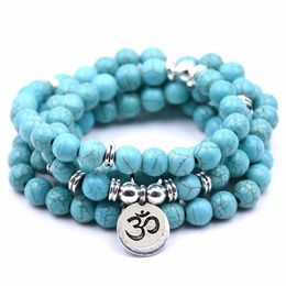 High Quantity Natural Stone charm women men OM Bracelet 108 Mala Yoga lotus Matte Jewellery necklace Pulseras dropshipping