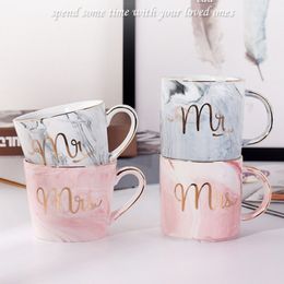 Marble Ceramic Mugs Gold Plating Couple Lover's Gift Morning Mug Milk Coffee Tea Breakfast Creative Porcelain Cup