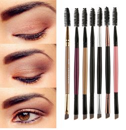 EyeBrow Makeup Brush Wood Handle Double Sided Eyebrow Flat Angled Brushes Eye Brow Makeup Brushes Professional