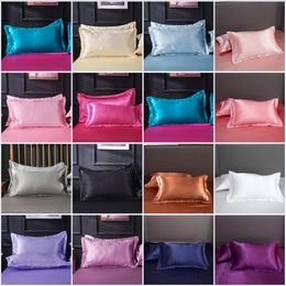 48x74cm Emulation Silk Satin Pillowcase Pillow Case For Bed Throw Comfortable Solid Color Pillow Covers