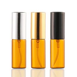 5ML Amber Brown Glass Perfume Atomizer Spray Bottle Refillable Cosmetic Container with Fine Mist SN436