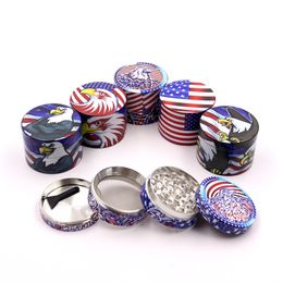 Colourful Banner Eagle Pattern Portable 50MM Smoking Herb Grind Spice Miller Grinder Crusher Grinding Chopped Innovative Design Tobacco Tool