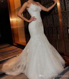 Sweetheart Slim Mermaid Wedding Dresses New Formal Custom Online Lace Appliques Bridal Gowns Vestidos De Marriage Middle East Robe De Marie