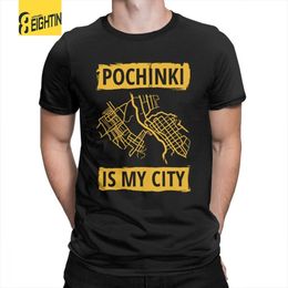 PUBG POCHINI benim Şehrim T-Shirt Vintage Komik Erkekler Yuvarlak Boyun T Gömlek Nefes Kısa Kollu 100% Pamuk Tees Y19060601