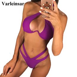 New Hot V-bar Underwired Bikini 2019 Female Swimsuit Women Swimwear V shape Wire Bikini set With Bra Bather Bathing Suit Swim V810