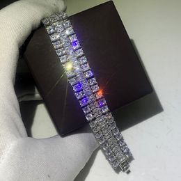 Stunning Luxury Jewellery 925 Sterling Silver Handmade Popular Full White Topaz CZ Diamond Charm Party Women Wedding Bridal Bracelet2968