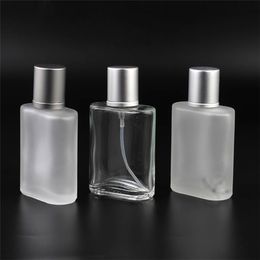 30ml flat style frosted translucent glass spray perfume bottle glass atomizer spray can fill the bottle empty SZ355