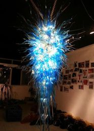 Luxury Big Blue Glass Crystal Chandelier for Hotel Decoration Ceiling Lgihting Fixture Colored Blown Glass LED Chandelier Lighting