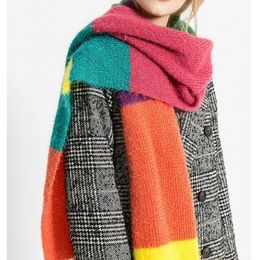 Wholesale- autumn and winter new Colourful striped wool scarf Europe and America rainbow Colour striped scarf wholesale free shipping