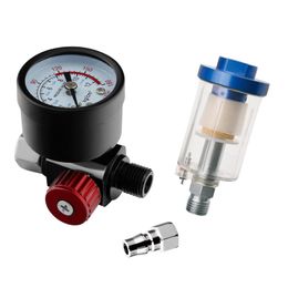 Spray Gun Air Regulator 1/4" BSP Thread Mini Tail Pressure Gauge Air Filter Regulator Pneumatic Control Airbrush Tools