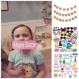 Easter Banner Flag Set Easter Bunny Props Cartoon Photo Prop Card Easter Bunny Chick Party decoration