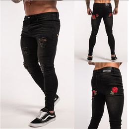 2018 New Jeans Men Black Back rose Men Jeans Trousers Male Denim Slim Straight Cut Fit Pants