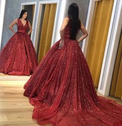 Red Arabic Dubai Evening Dress 2019 New A Line Sequins Pageant Holiday Women Wear Formal Party Prom Gown Custom Made Plus Size