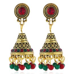 Wholesale-n Retro diamonds dangle earrings for women Colourful beads chandelier earring girl fashion holiday Jewellery free shipping