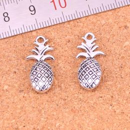58pcs Charms double sided pineapple Antique Silver Plated Pendants Making DIY Handmade Tibetan Silver Jewellery 23*10mm