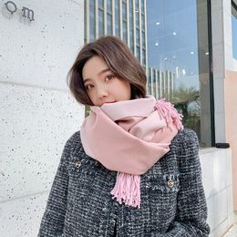 Wholesale-r scarf female long student winter thick solid Colour double-sided cashmere shawl scarf rings