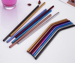 Colourful Stainless Steel Straws Straight Bent Straws Rainbow Eco Friendly Bar Drinking Tools Straw Metal Stainless Steel Straw SN1398