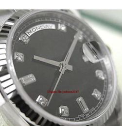 Christmas gift Original box certificate Watches Unisex Watches 118239 President Mens 18K White Gold Black Diamond Dial 36MM