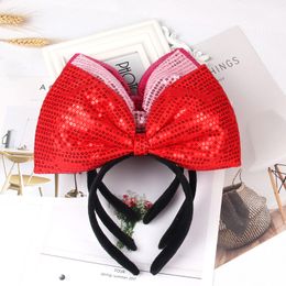 Big square bow headband sequins cute head band exaggerated Christmas Halloween Mouse headbands red pink free ship 20