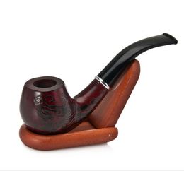 Short carved red sandalwood pipe beautiful pattern solid wood pipe entry level