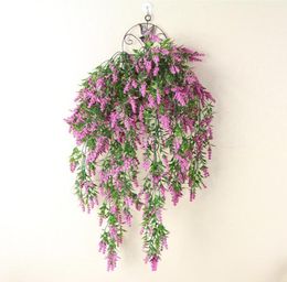 Wholesale Artificial Flower Vine 80cm long Lavender Wisteria hanging wisteria rattan Lavender Flowers Rattan for home Decorations