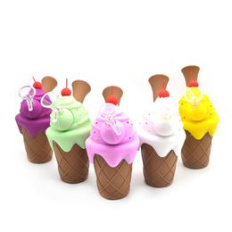 hookah Ice cream pattern mini bubbler silicone-smoking pipes Water Pipes multiple Colour Silicone Oil Rigs bongs Hookahs Glass Bowl