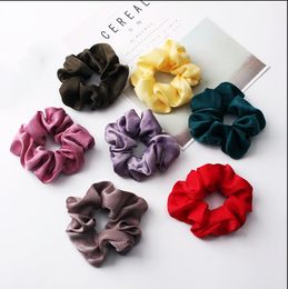 Satin Solid Hair Scrunchies Women Elastic Hair Bands Stretchy Scrunchie Girls Headwear Silky Loop Ponytail Holder Hairbands 100pcs FQ0222A