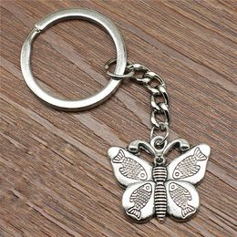 Keyring Fish Wings Butterfly Keychain 27x22mm Antique Silver New Fashion Handmade Metal KeyChain Souvenir Gifts For Women