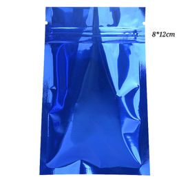 8*12cm 200pcs blue self sealing Aluminium foil zipper zip lock package bags dry food storage plastic mylar packing bags grocery baggies