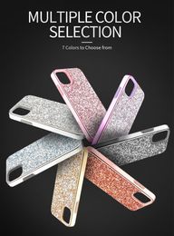 2in1 Diamond Glitter Hybrid Soft TPU Hard PC case for iphone 11 pro max XS MAX XR 6 7 8 PLUS SE2 Samsung S10 S20 PLUS S10E S10 5G S20 Ultra