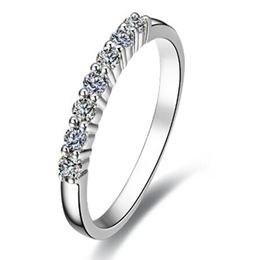 0.21CT Seven Stones Jewellery Sterling Silver Wedding Band Ring NSCD Diamond Jewellery for Women 18K White Gold Plated with Jewellery box