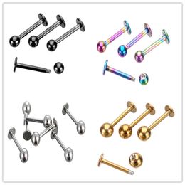 316L Stainless Steel Ear Lip Stud Screw Ball Style Navel Ring Multipurpose Body Piercing Jewellery Titanium Black Gold Colourful 4 Colours