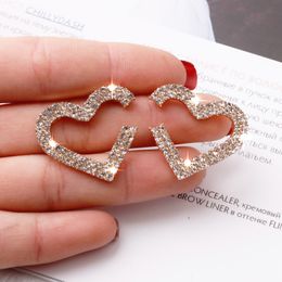 S1182 Fashion Jewelry S925 Silver Post Earrings Diamond Crystal Heart Stud Earrings