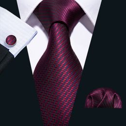 -Veloce uomini a strisce Spedizione cravatta di seta modo stabilito di colore rosso blu del commercio all'ingrosso tessuto della cravatta Pochette gemelli matrimoni Business N-5028