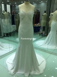 2019 Real Photos Mermaid Long Wedding Dress Bohemia Spaghetti Strap Applique Lace Bridal Gown Plus Size Custom Made