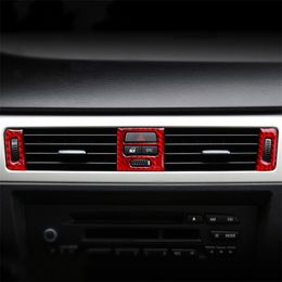 Carbon Fiber Car Styling Console Air Conditioner Vents Frame Cover Trim Stickers For BMW 3 Series E90 E92 E93 2005-2012