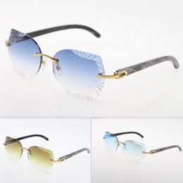 mens designers Rimless Unisex Original Marbled Black Buffalo Horn Sunglasses fashion Diamond cut Lens Adumbral C Decoration gold Sun glasses Fanciful Eyewear