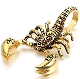 Animal Scorpion Pendant Necklace for Men Women Antique Gold Silver Punk 3D Necklaces Rope Chain Cool Hip Hop Jewellery