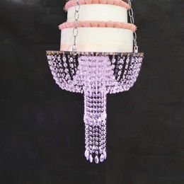 Romantic Cake Stand Luxury Hanging Cake Rack Wedding Centerpieces Crystal Beads Acrylic For Party Decoration