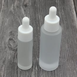 Classic 15ml 30ml frost bottle clear glass dropper eye essential oil serum bottles with white cap