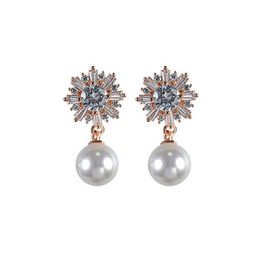 Europäischen Und Amerikanischen Stil Neueste Mode Silber Nadel Ohrringe Schneeflocke Perle Ohrringe Welt Best Selling Temperament Schmuck Großhandel