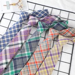 Cotton neckties 6cm Stripe Neck Tie 22 colors Grid necktie Men's Wedding Party Father's Day Christmas gift necktie Free shipping