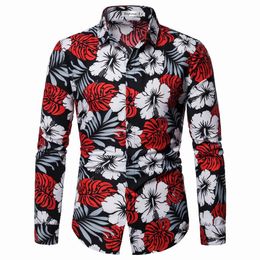 Hawaiian Mens Shirts Men's Blouse clothing Beach Fashion Casual dress Flower Men Shirt Long sleeve New