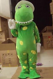 2020 factory sale hot white hat Green Dinasaur Fancy Dress Cartoon Adult Animal Mascot Costume free shipping