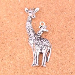 32pcs Charms giraffe deer Antique Silver Plated Pendants Making DIY Handmade Tibetan Silver Jewellery 54*22mm